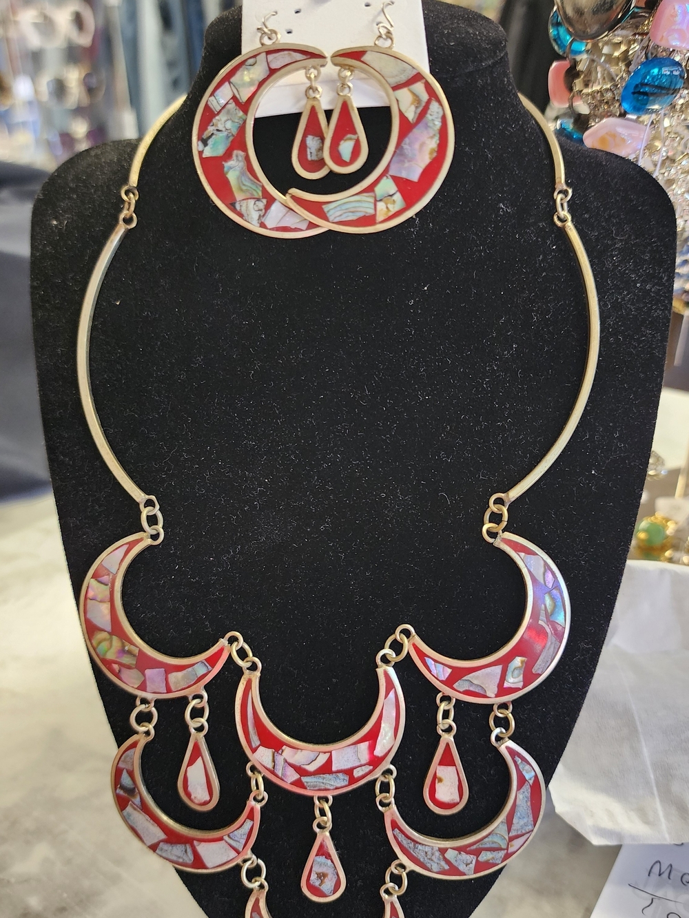 Vintage Alpaca Mexico Necklace and Earrings Set